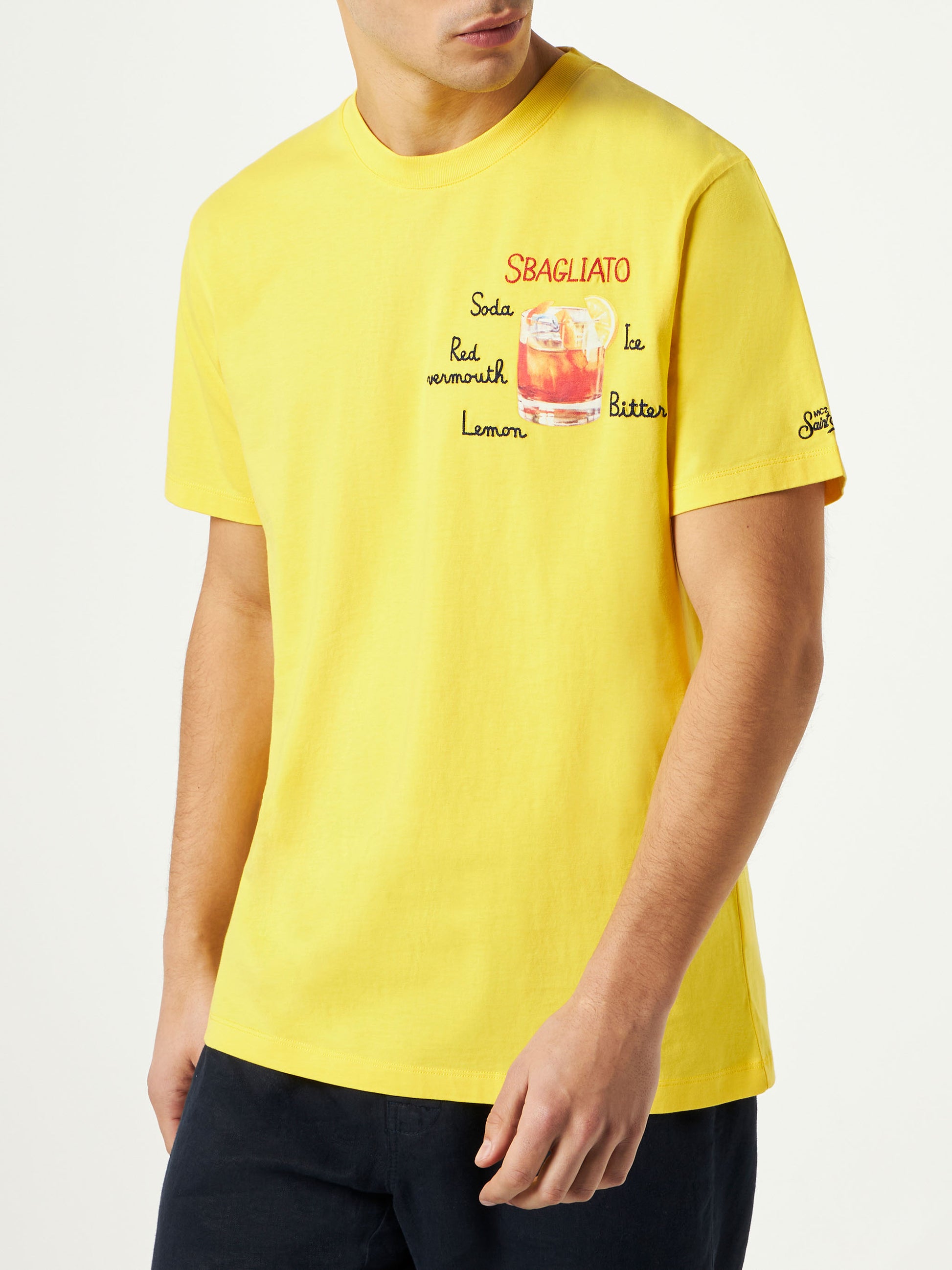 Man cotton t-shirt with Sbagliato glass print - MC2 Saint Barth