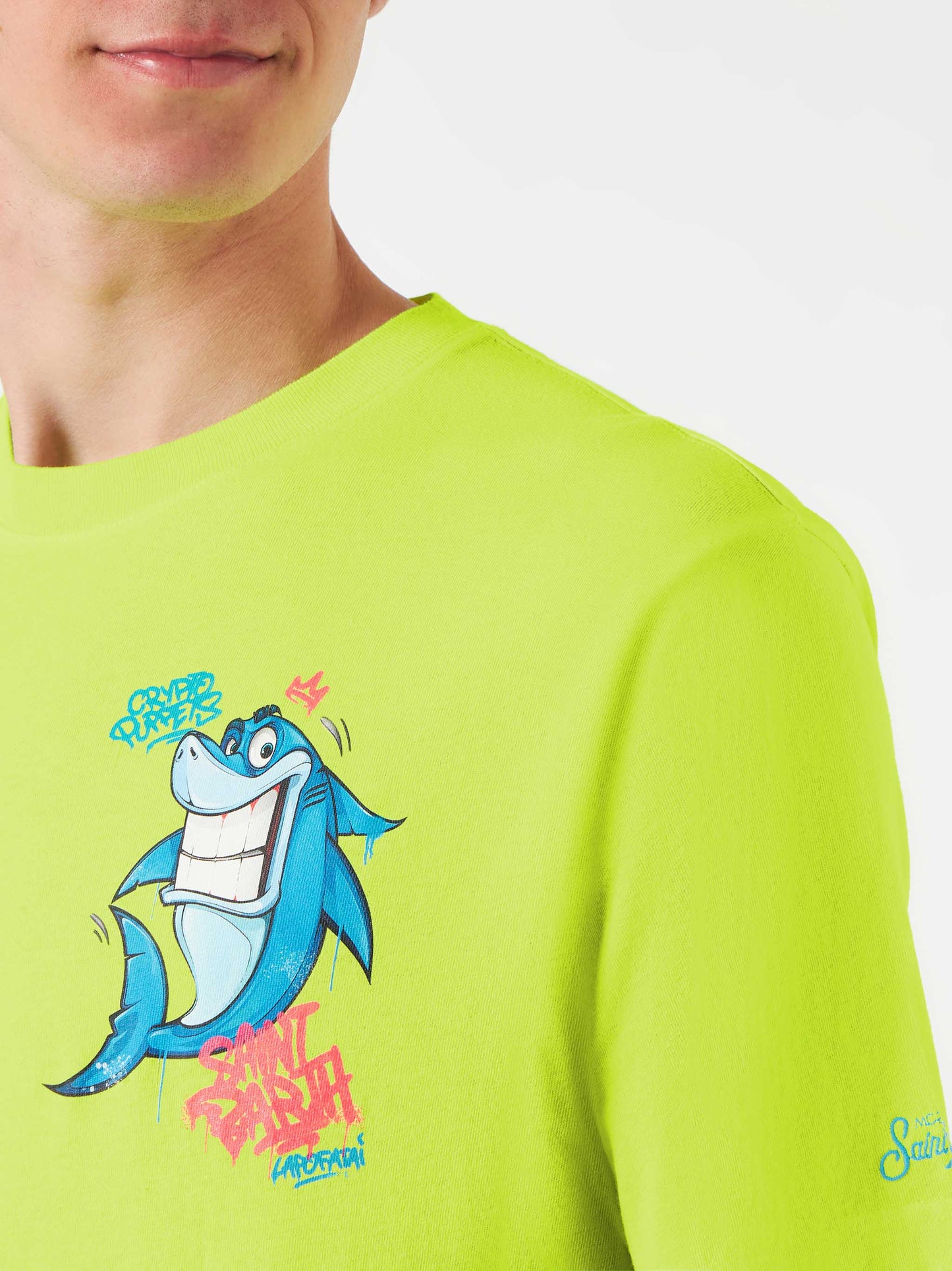 Man t-shirt with shark print | CRYPTO PUPPETS® SPECIAL EDITION - MC2 Saint Barth