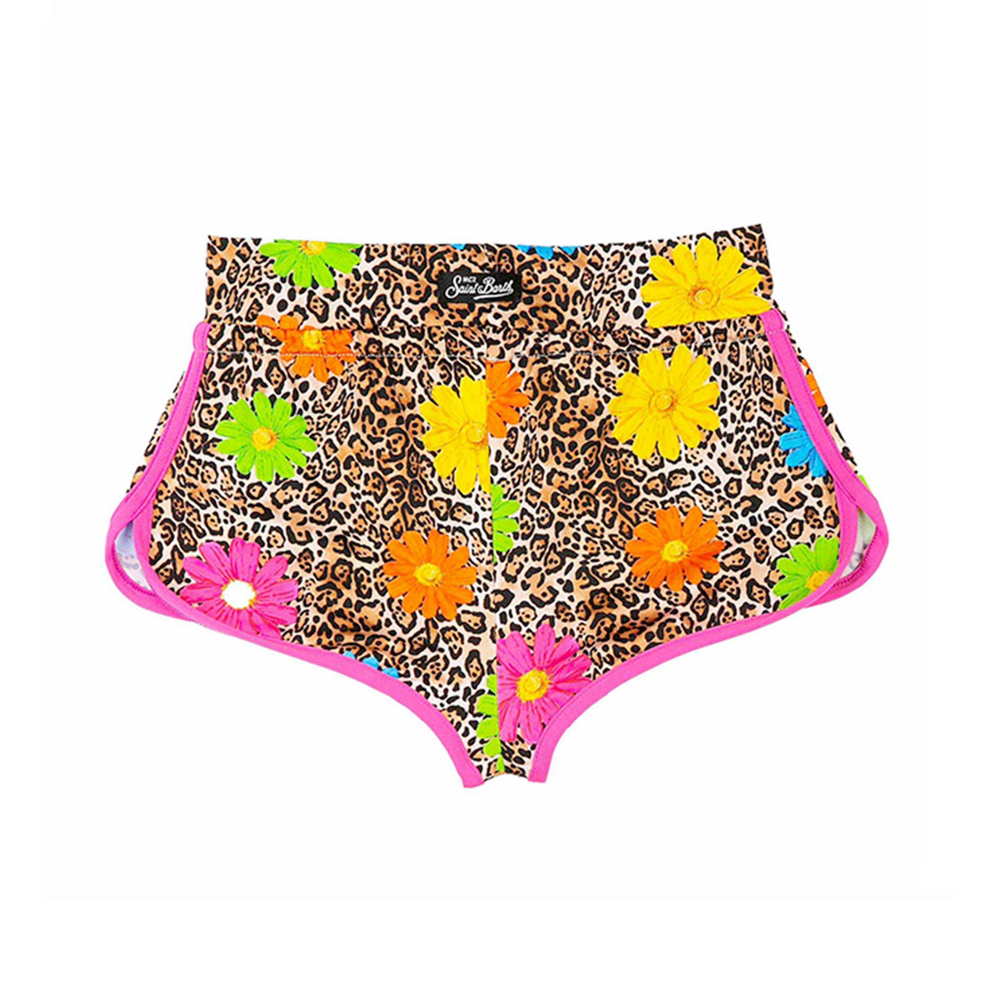 Girl beach shorts with daisy smile print - MC2 Saint Barth