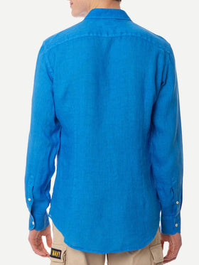 Man bluette linen Pamplona shirt - MC2 Saint Barth