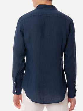 Man navy blue linen Pamplona shirt - MC2 Saint Barth