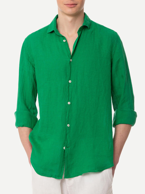 Man green linen Pamplona shirt - MC2 Saint Barth
