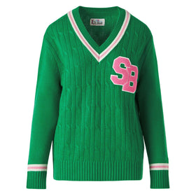 Woman v-neck braided sweater with patch - MC2 Saint Barth