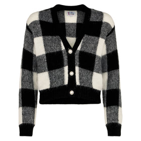Woman short cardigan with jewel buttons and vichy print - MC2 Saint Barth