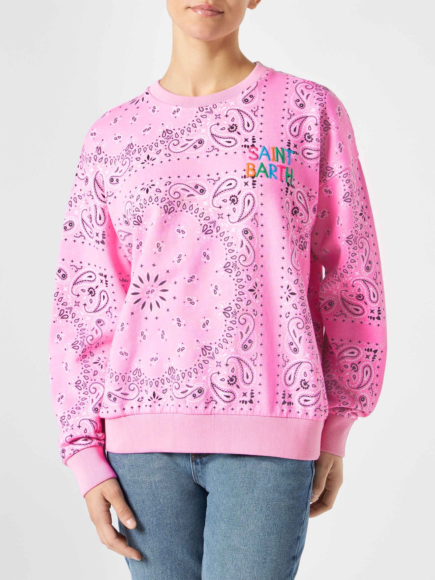 Woman sweatshirt Stardust with bandanna print - MC2 Saint Barth