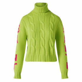 Woman fluo yellow turtleneck braided sweater - MC2 Saint Barth