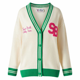 Woman white cardigan with embroidery - MC2 Saint Barth