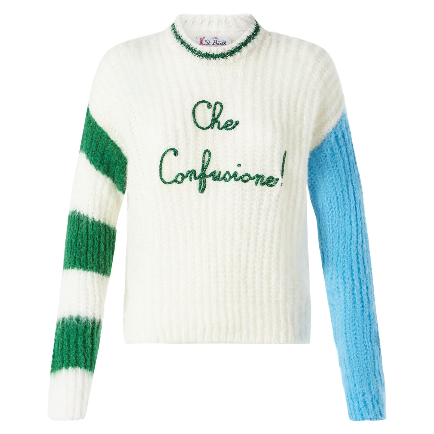 Woman brushed crewneck sweater with lettering - MC2 Saint Barth