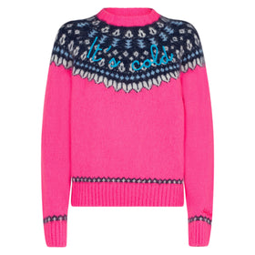 Woman fluo pink crewneck nordic jacquard sweater - MC2 Saint Barth
