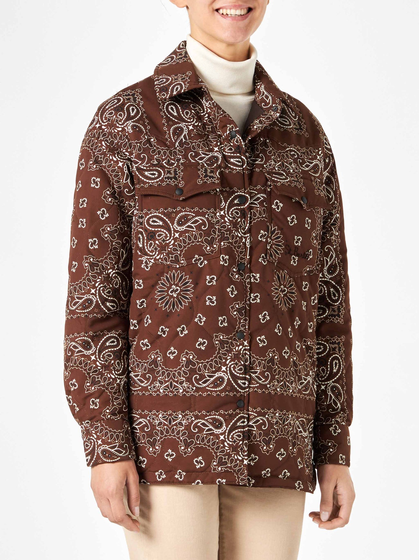 Woman jacket with bandanna print - MC2 Saint Barth