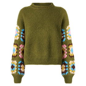 Woman ultra soft crewneck with handmade crochet sleeves - MC2 Saint Barth