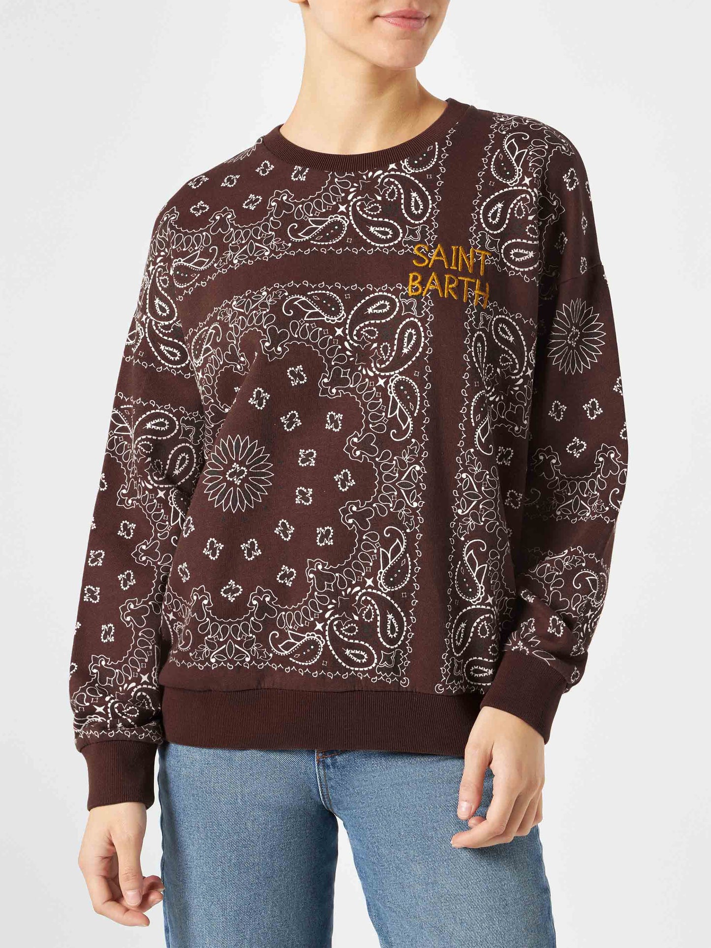 Woman sweatshirt Stardust with bandanna print - MC2 Saint Barth